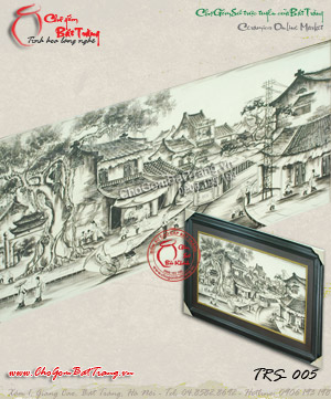 Tranh sứ Phong Cảnh Phố Phường xưa vẽ thủ công