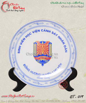 Đĩa sứ in logo 1 lá Bát Tràng